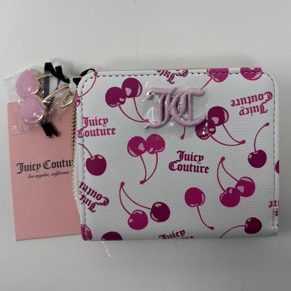 Juicy Couture cherry on top white zip around wallet